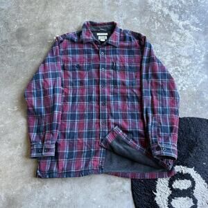 L.L Bean Flannel Plaid Fur Lined Jacket
